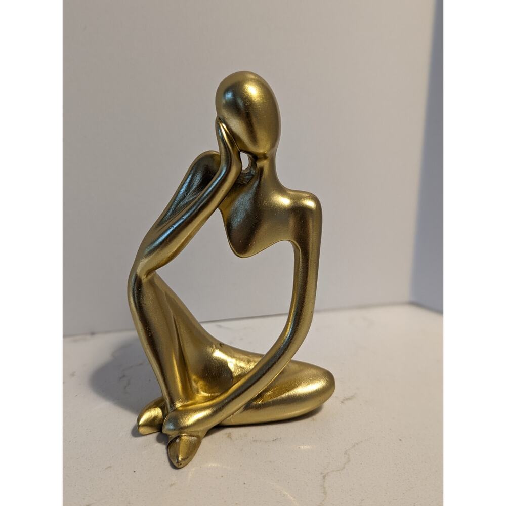 3 Gold Thinker Statues Abstract Art Decor Modern Collection Minimalist - Picture 5 of 13